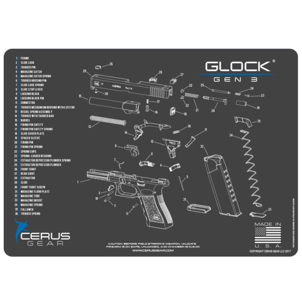 Cleaning Equipment Cerus Gear 4.50" GLOCK GEN 3 SCHEMATIC GRAY/BLUE • Model: 4.50"